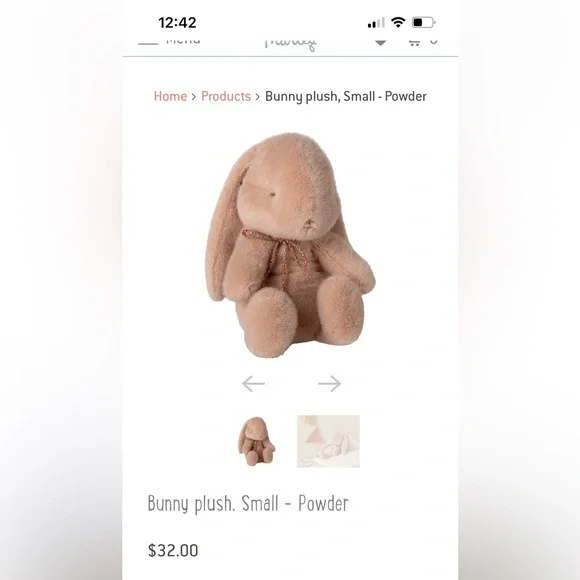 Maileg Original Adorable Plush Bunny Toy - light sherbet orange - Picture 6 of 6